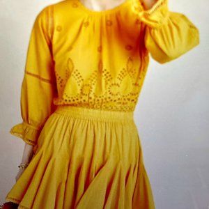 MISA Los Angeles Sunny Ruffle Tiered Mini Women's Long Sleeve Dress Sz XS